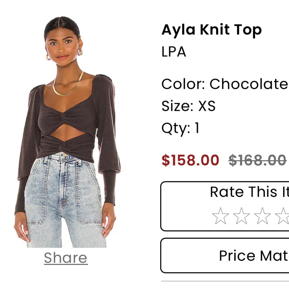 LPA Ayla Brown Sweater Top - NWOT - Size XS - Picture 2 of 4